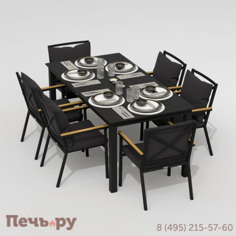 Обеденная группа  DOLLA FESTA plus каркас карбон / стол алюминий 180 / ткань антрацит фото 3
