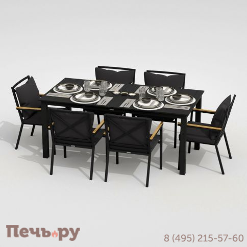 Обеденная группа  DOLLA FESTA plus каркас карбон / стол алюминий 180 / ткань антрацит фото