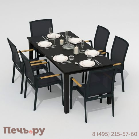 Обеденная группа DOLLA SOLA каркас карбон / стол алюминий 180 / текстилен серый фото 2