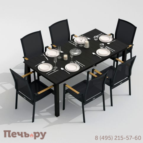 Обеденная группа DOLLA SOLA каркас карбон / стол алюминий 180 / текстилен серый фото 3