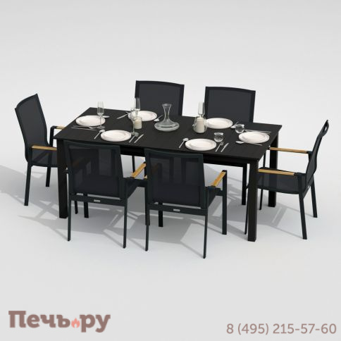 Обеденная группа DOLLA SOLA каркас карбон / стол алюминий 180 / текстилен серый фото