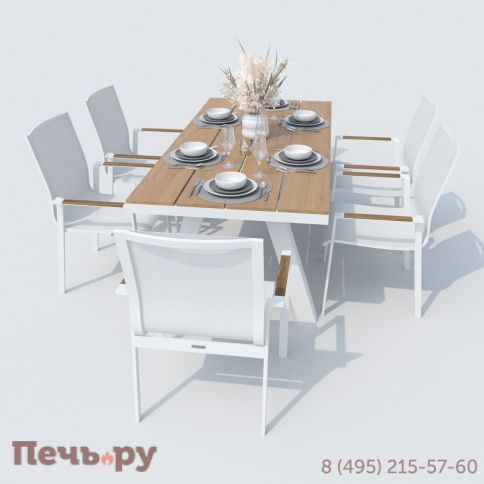 Обеденная группа MIRRA SOLA каркас белый / стол поливуд 180 / текстилен белый фото 2