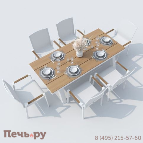 Обеденная группа MIRRA SOLA каркас белый / стол поливуд 180 / текстилен белый фото 3