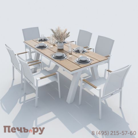 Обеденная группа MIRRA SOLA каркас белый / стол поливуд 180 / текстилен белый фото