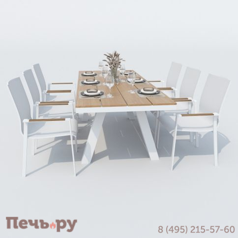 Обеденная группа MIRRA SOLA каркас белый / стол поливуд 220 / текстилен белый фото 3