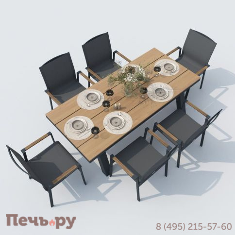 Обеденная группа MIRRA SOLA каркас карбон / стол поливуд 180 / текстилен серый фото 2