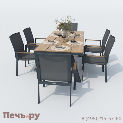 Обеденная группа MIRRA SOLA каркас карбон / стол поливуд 180 / текстилен серый фото 3