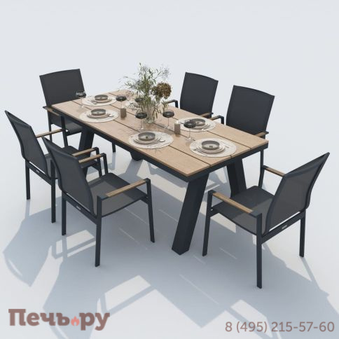 Обеденная группа MIRRA SOLA каркас карбон / стол поливуд 180 / текстилен серый фото