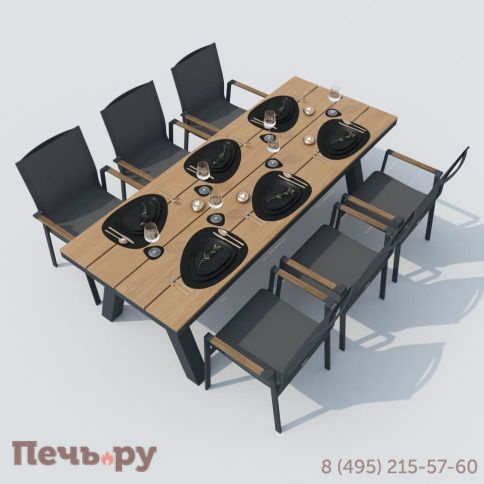 Обеденная группа MIRRA SOLA каркас карбон / стол поливуд 220 / текстилен серый фото 2