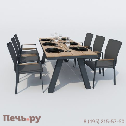 Обеденная группа MIRRA SOLA каркас карбон / стол поливуд 220 / текстилен серый фото 3