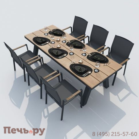 Обеденная группа MIRRA SOLA каркас карбон / стол поливуд 220 / текстилен серый фото