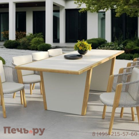 Обеденный комплект Brafritid Avesta серый,стеклокерамика/тик фото 2