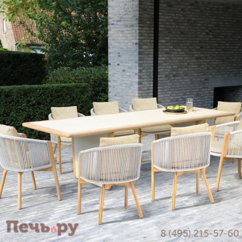 Обеденный комплект Brafritid Avesta серый,стеклокерамика/тик фото 4