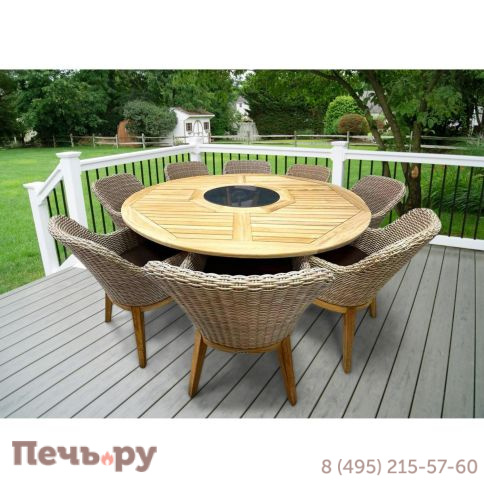 Обеденный комплект Brafritid Circus-Ontario 180 бежевый/натуральный, тик/искусственный ротанг фото