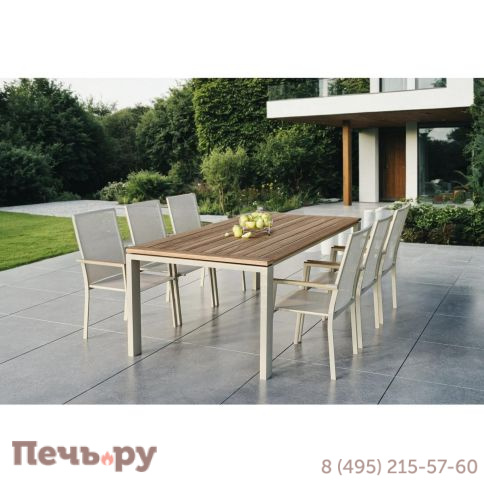 Обеденный комплект Brafritid Lyon-Andy 220B+6N бежевый/натуральный, алюминий/тик фото