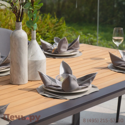 Обеденный комплект Brafritid Nora-Andy 10N антрацит/натуральный, алюминий/тик фото 2