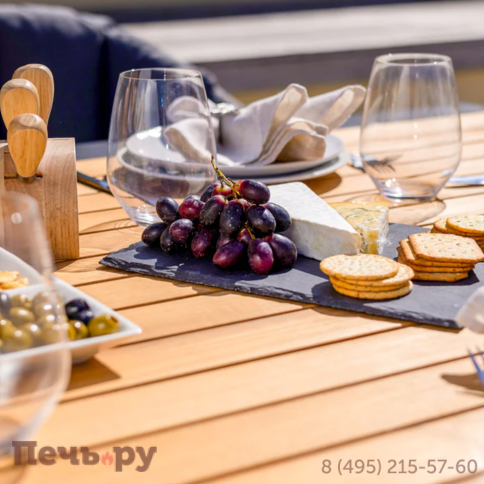 Обеденный комплект Brafritid Nora-Andy 10N антрацит/натуральный, алюминий/тик фото 3