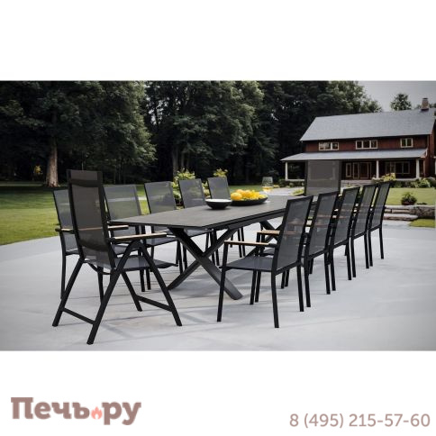 Обеденный комплект Brafritid Timra-Andy 400+10N2R антрацит, алюминий/спеченный камень/тик фото