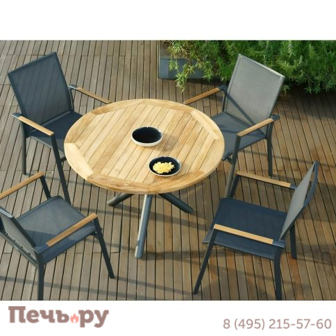 Обеденный комплект Brafritid Timra T-N антрацит/натуральный, алюминий/тик фото 2