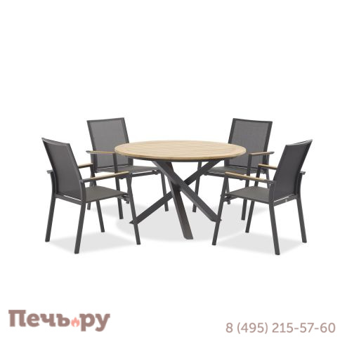 Обеденный комплект Brafritid Timra T-N антрацит/натуральный, алюминий/тик фото