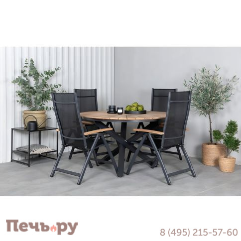 Обеденный комплект Brafritid Timra T-R антрацит/натуральный, алюминий/тик фото