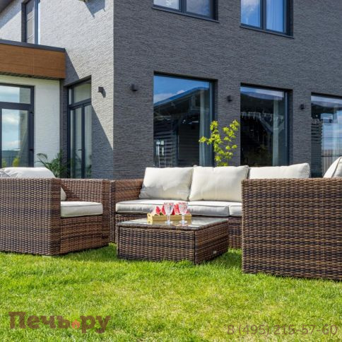 Обеденный комплект Royal Family Karl с трёхместным диваном коричневого цвета фото 6