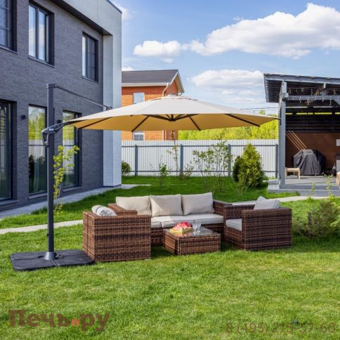 Обеденный комплект Royal Family Karl с трёхместным диваном коричневого цвета фото 8