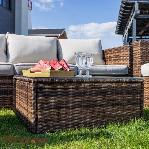 Обеденный комплект Royal Family Karl с трёхместным диваном коричневого цвета фото 9