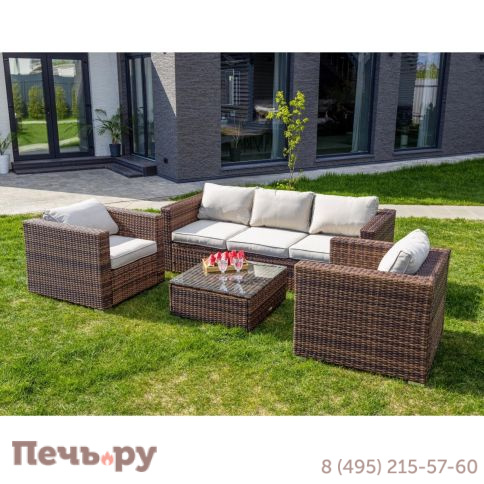 Обеденный комплект Royal Family Karl с трёхместным диваном коричневого цвета фото