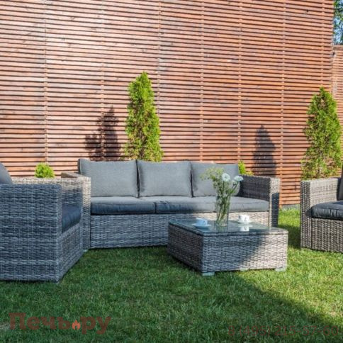 Обеденный комплект Royal Family Karl с трёхместным диваном серого цвета фото 7