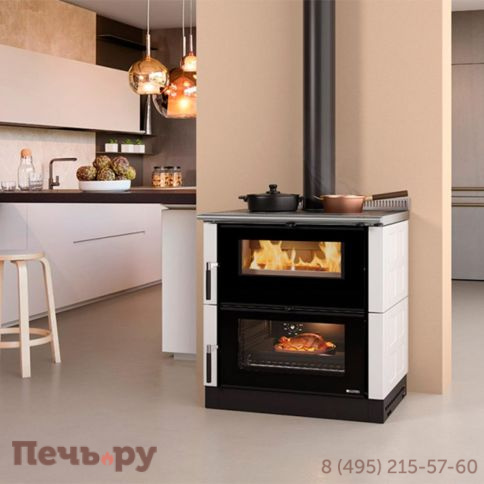 Отопительно-варочная печь La Nordica Verona XXL Maiolica Bianco Infinity/Bordeaux фото 3