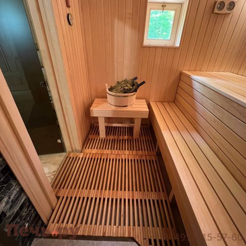 Печь банная Прометалл Атмосфера L в облицовке наборные ламели фото 22