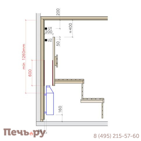 Печь для сауны Lang R 33/1, 6 кВт (скрытая установка) фото 4