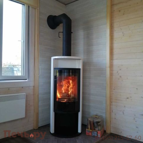 Печь камин Contura 610G Style белый, стеклянная дверца и теплая полка фото 2