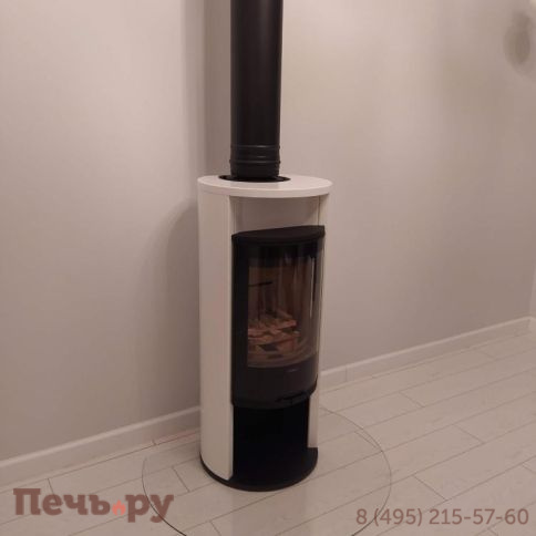 Печь камин Contura 610G Style белый, стеклянная дверца и теплая полка фото 4