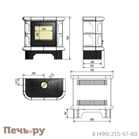 Печь камин кафельная Kratki  WK440 черный фото 2