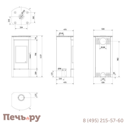 Печь-камин Kratki Koza Titan GR фото 7