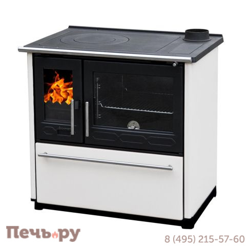 Печь камин Plamen 850 Glas белый труба справа/слева фото 3