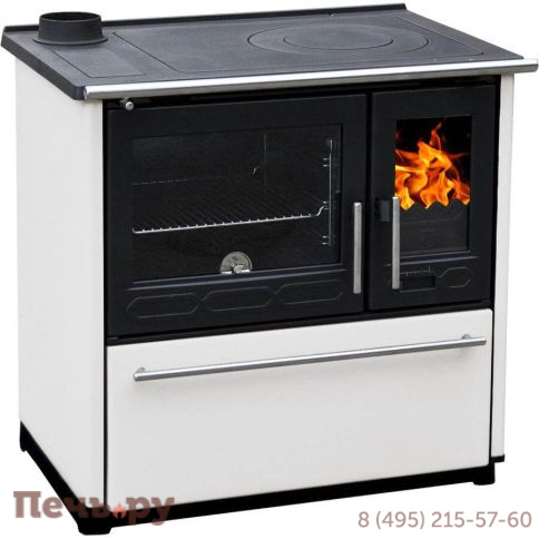 Печь камин Plamen 850 Glas белый труба справа/слева фото