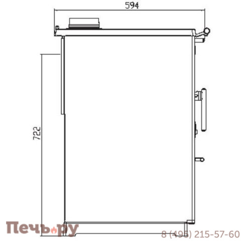 Печь камин Plamen 850 Glas красная, труба справа фото 3