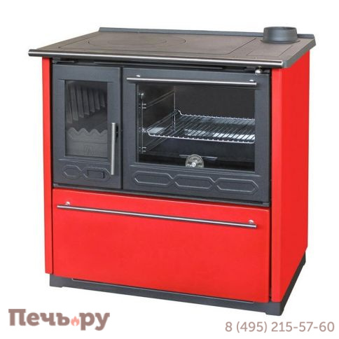 Печь камин Plamen 850 Glas красная, труба справа фото