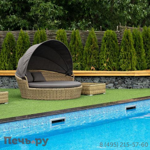 Плетеная кровать круглая 4SiS Стильяно, цвет соломенный фото 11