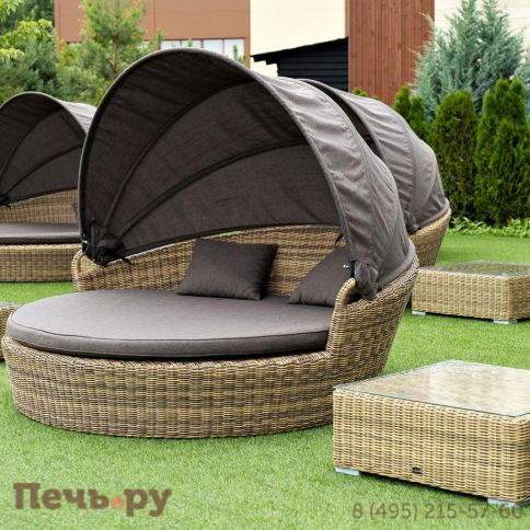 Плетеная кровать круглая 4SiS Стильяно, цвет соломенный фото 12