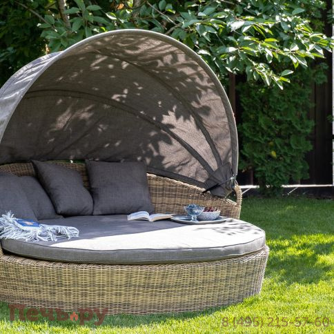 Плетеная кровать круглая 4SiS Стильяно, цвет соломенный фото 2