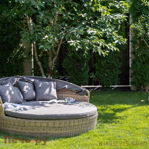 Плетеная кровать круглая 4SiS Стильяно, цвет соломенный фото 8