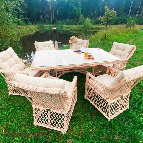 Плетеная мебель для террасы Gardeck Mokka Villa Rosa (на 6 персон) + 12 подушек фото 3