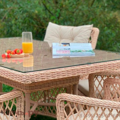 Плетеная мебель для террасы Gardeck Mokka Villa Rosa (на 6 персон) + 12 подушек фото 4