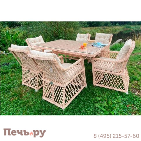 Плетеная мебель для террасы Gardeck Mokka Villa Rosa (на 6 персон) + 12 подушек фото