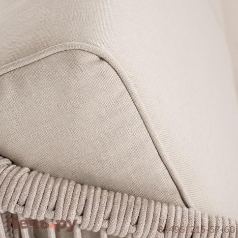 Правый модуль 4SiS Канны плетеный из роупа, основание дуб, роуп бежевый круглый, ткань бежевая 052 фото 10