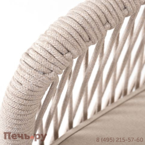 Правый модуль 4SiS Канны плетеный из роупа, основание дуб, роуп бежевый круглый, ткань бежевая 052 фото 2